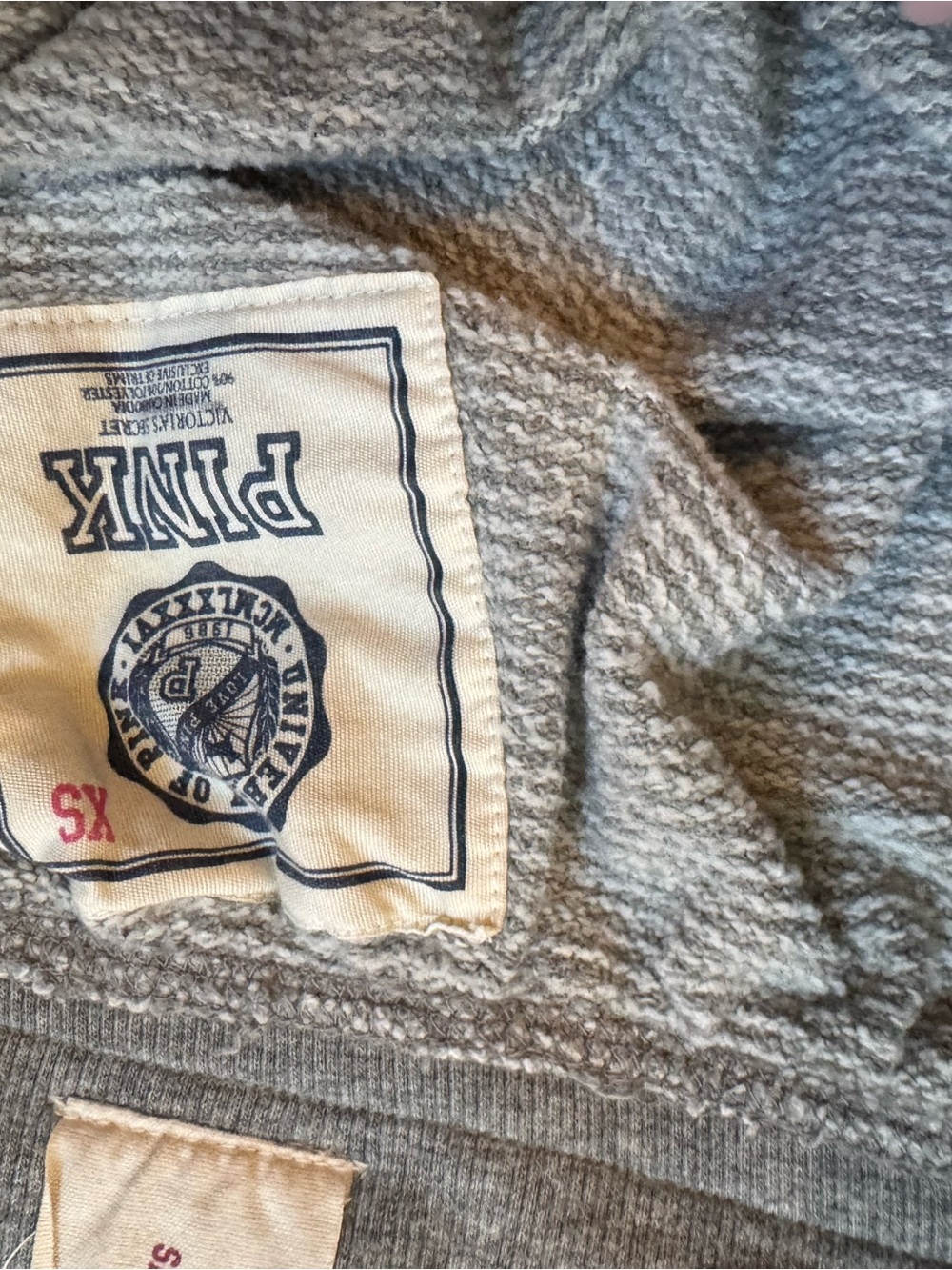 PINK Victoria's Secret Gray Sweatshirt with Pink Logo Tag - Picture 5 of 6